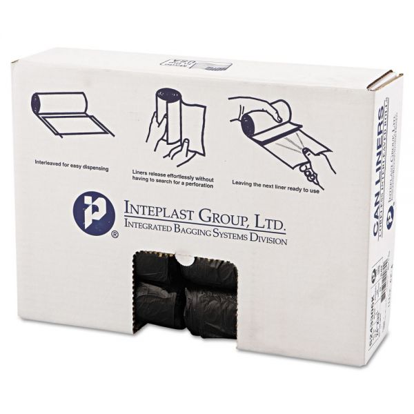 IBSS243306K Inteplast Group Interleaved High-Density Can Liners, 24x33, 16gal, 6mic, BK, 50/RL, 20 RL/CT