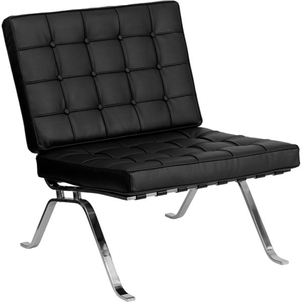 FHFZBFLASH801CHAIRBKGG Flash Furniture Black Leather Lounge Chair