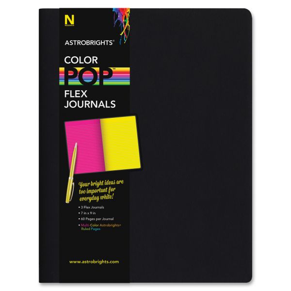 NEE99724 Astrobrights Flex Journals with Eclipse Black Cover