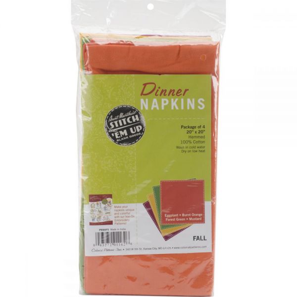 NOTM050474 Stitch 'Em Up Dinner Napkins 20"X20" 4/Pkg