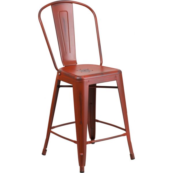 FHFET353424RDGG Flash Furniture 24'' High Indoor-Outdoor Counter Height Stool with Back