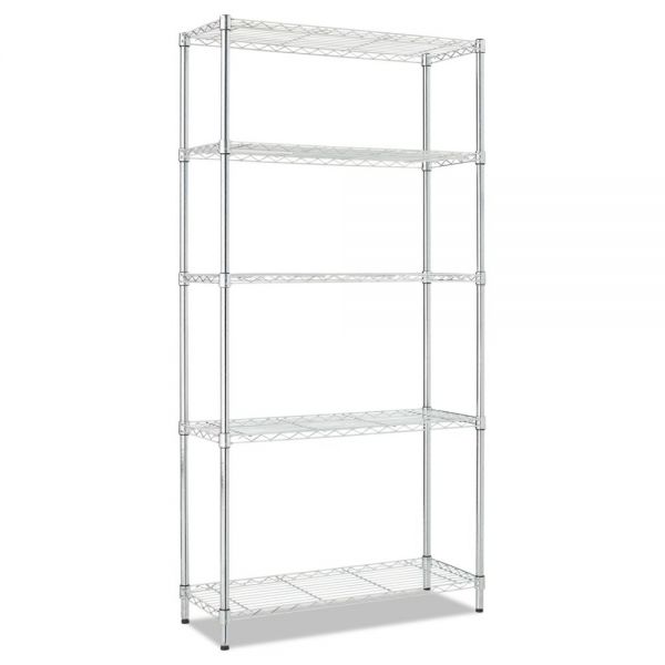 ALESW853614SR Alera Residential Wire Shelving, Five-Shelf, 36w x 14d x 72h, Silver