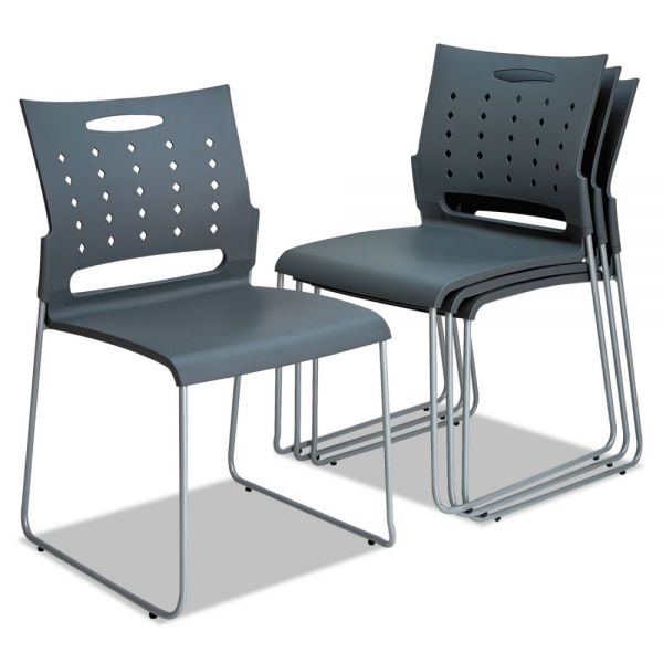 ALESC6546 Alera Continental Series Perforated Back Stacking Chairs, Charcoal Gray, 4/CT