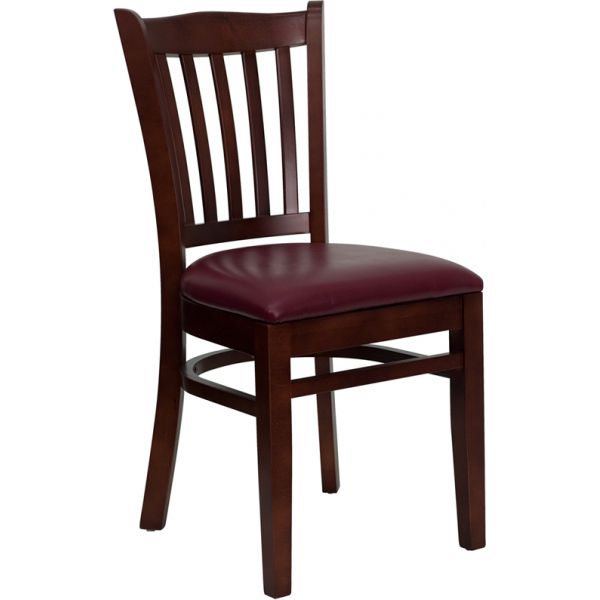 FHFXUDGW0008VRTMAHBURVGG Flash Furniture Vertical Slat Back Wooden Restaurant Chair