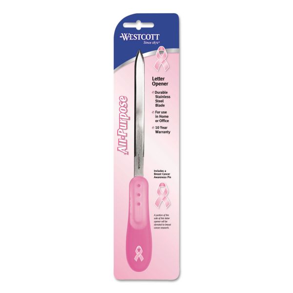 ACM15424 Westcott Pink Ribbon Stainless Steel Letter Opener