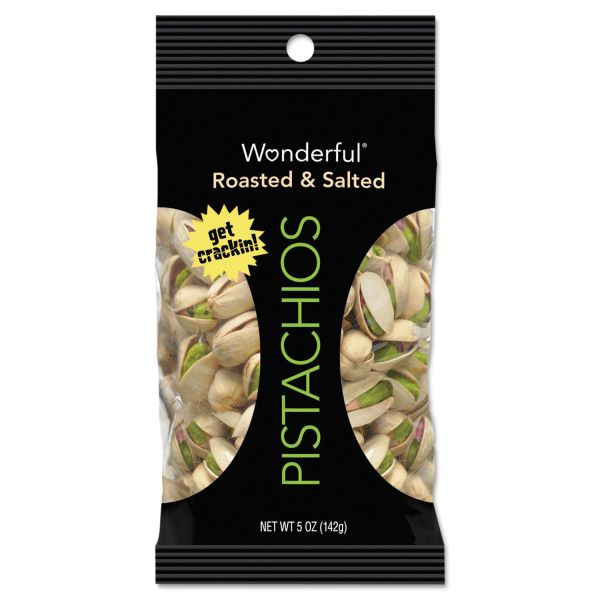 PAM072142WTV Paramount Farms Wonderful Pistachios, Dry Roasted & Salted, 5 oz, 8/Box
