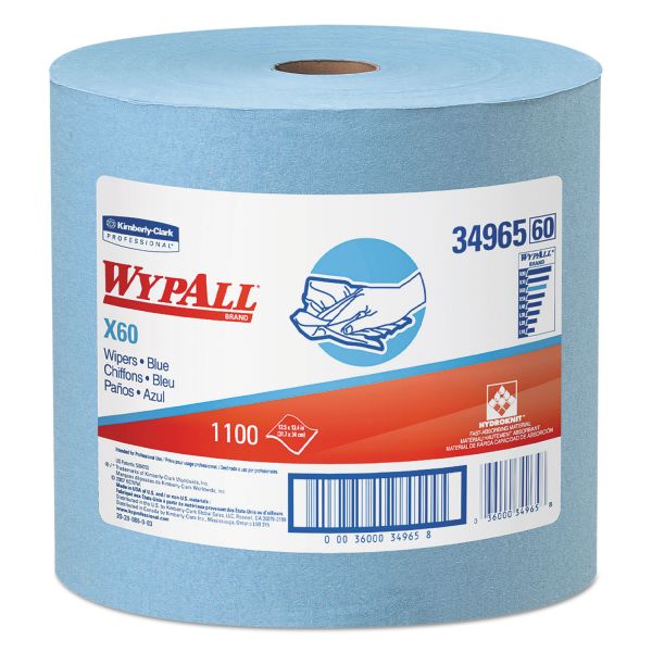 KCC34965 WypAll* X60 Cloths, Jumbo Roll, 12 1/2 x 13 2/5, Blue, 1100/Roll