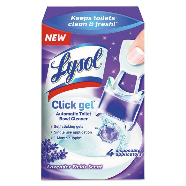 RAC92919 LYSOL Brand Click Gel Automatic Toilet Bowl Cleaner, Lavender Fields, 0.17 oz, 4/Box