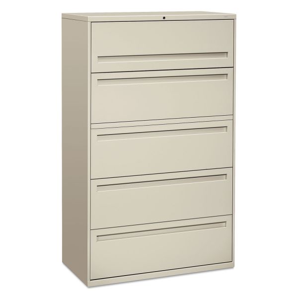 HON795LQ HON 700 Series Five-Drwr Lateral File w/Roll-Out & Posting Shelves, 42w, Light Gray