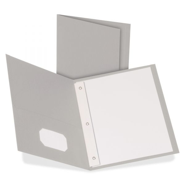 OXF57705 Oxford Twin-Pocket Folders with 3 Fasteners, 135-Sheet Capacity, Gray, 25/Box