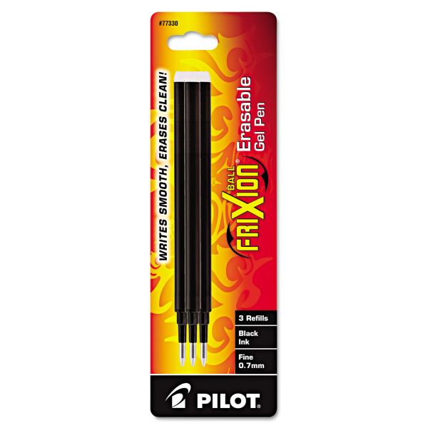 PIL77330 Pilot Refill for FriXion Erasable Gel Ink Pen, Black, 3/Pk
