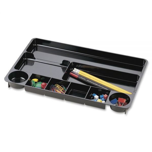 OIC26032 Officemate 9 Compartment Recycled Desk Drawer Organizer, Plastic, 14 x 9 x 1 1/8, Black