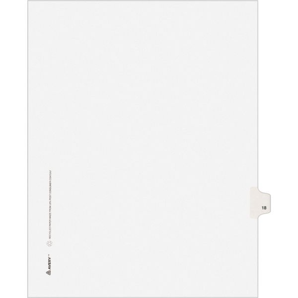AVE01018 Avery-Style Legal Exhibit Side Tab Divider, Title: 18, Letter, White, 25/Pack