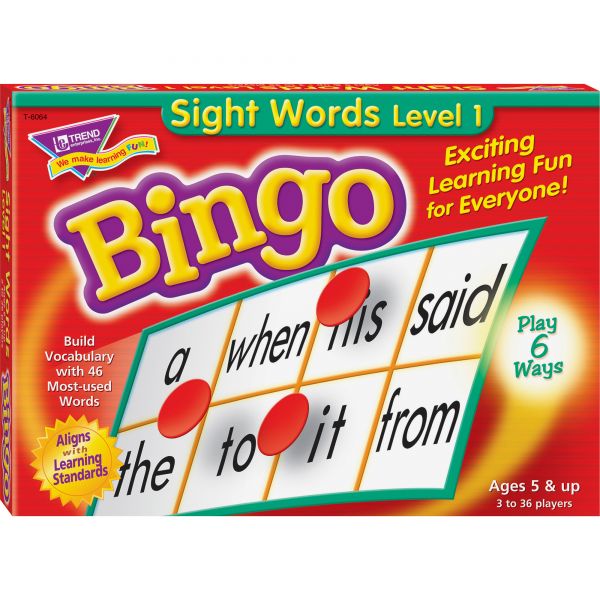 TEPT6064 Sight Words Level 1 Bingo Game