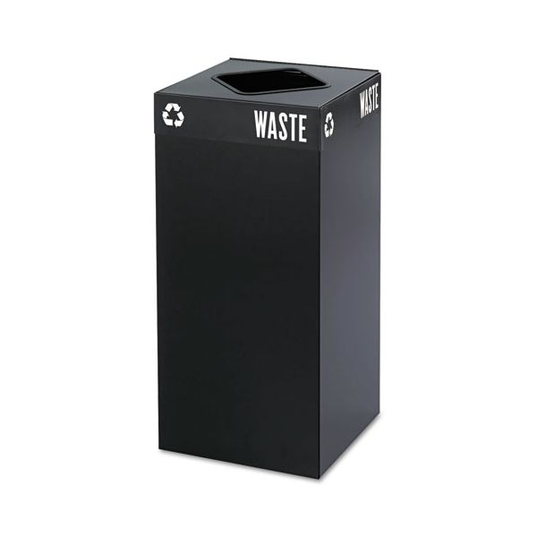 SAF2982BL Safco Public Square Trash Container, Square, Steel, 31gal, Black