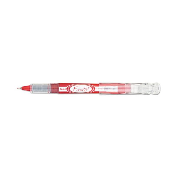 PENSD98B Pentel Finito! Porous Point Pen, .4mm, Red/Silver Barrel, Red Ink