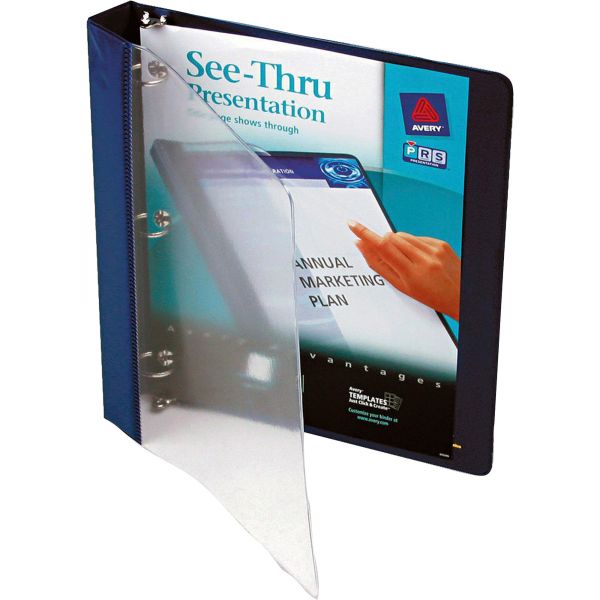 AVE10851 Avery See-Thru View Binder w/Round Rings, 11 x 8 1/2, 1" Cap, Blue