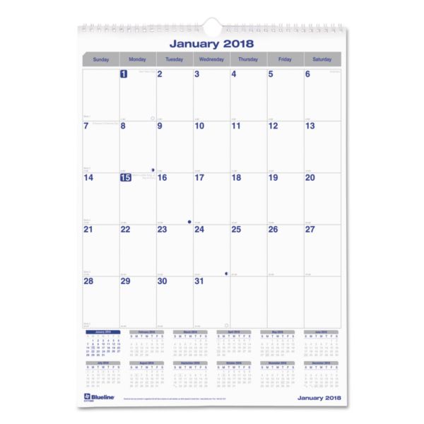 REDC171303 Blueline Net Zero Carbon Seal Monthly Wall Calendar