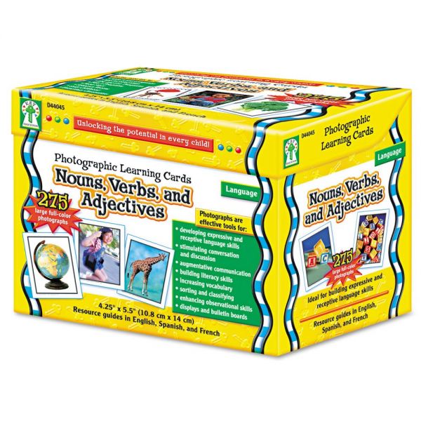 CDPD44045 Carson-Dellosa Publishing Photographic Learning Cards Boxed Set, Nouns/Verbs/Adjectives, Grades K-12
