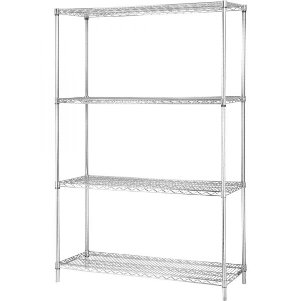 LLR84187 Lorell Industrial Chrome Wire Shelving Starter Kit