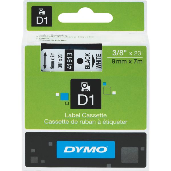 DYM41913 DYMO D1 High-Performance Polyester Removable Label Tape, 3/8" x 23 ft, Black on White