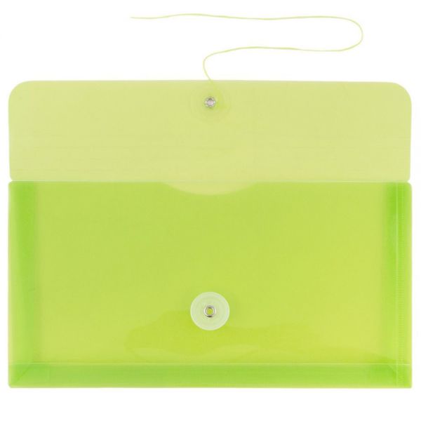 JAM Paper Booklet Plastic Envelopes, #10, Button & String Closure, Lime ...