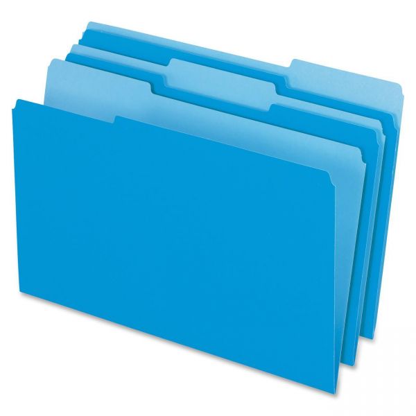 PFX15313BLU Pendaflex Colored File Folders, 1/3 Cut Top Tab, Legal, Blue/Light Blue, 100/Box