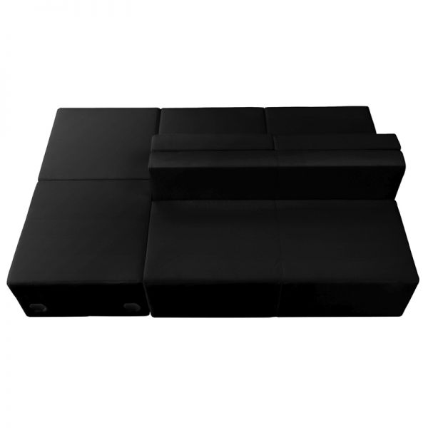 FHFZB803880SETBKGG Flash Furniture HERCULES Alon Series Black Leather Reception Configuration, 4 Pieces