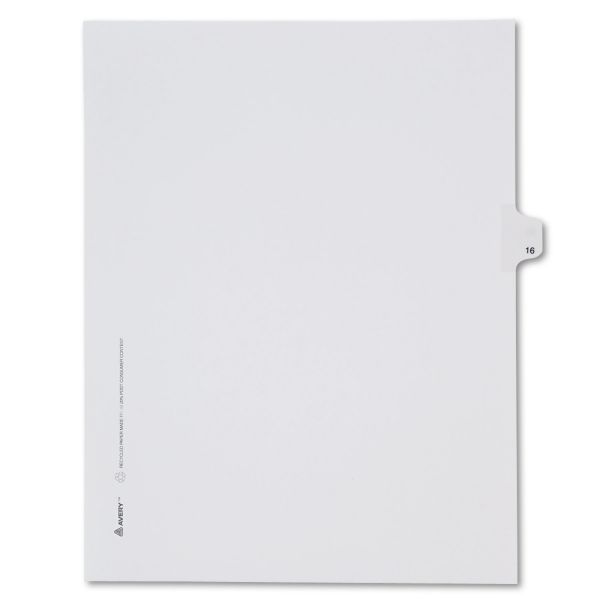 AVE82214 Avery Allstate-Style Legal Exhibit Side Tab Divider, Title: 16, Letter, White, 25/Pack