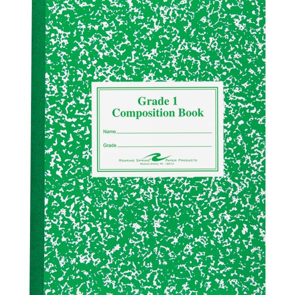 ROA77920 Roaring Spring Grade School Ruled Composition Book, 9 3/4 x 7 3/4, Green Cover, 50 Pages