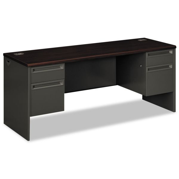 HON38854NS HON 38000 Series Kneespace Credenza, 72w x 24d x 29-1/2h, Mahogany/Charcoal