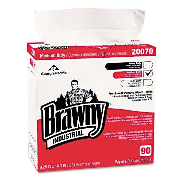 GPC2007003 Georgia Pacific Professional Medium-Duty Premium Wipes, 9 1/4 x 16 3/8, White, 90/Box