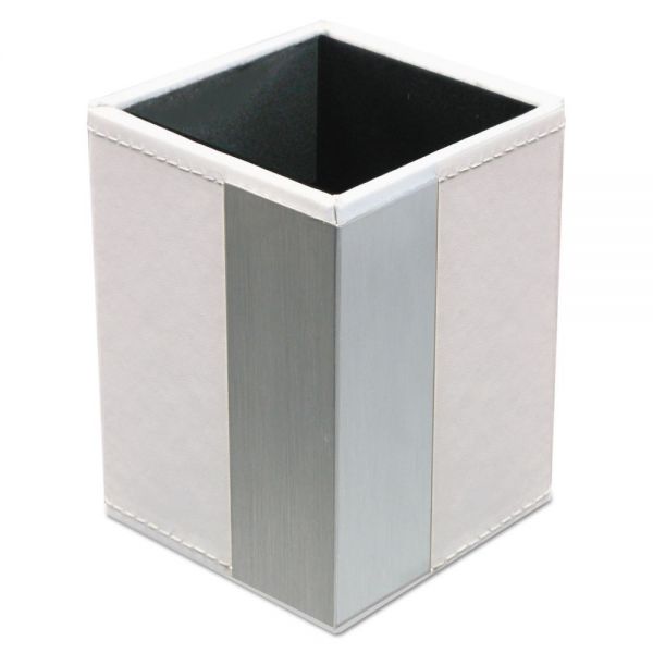 AOPART43005WH Artistic Architect Line Pencil Cup, 3 x 3 x 4, White/Silver