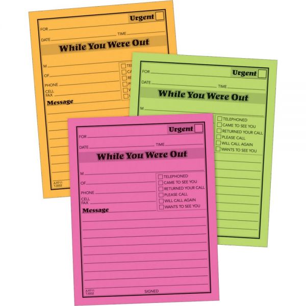 ABF9711NEON Adams Neon While You Were Out Message Pads