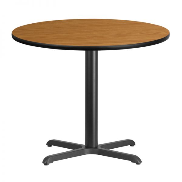 FHFXURD36NATTBT3030GG Flash Furniture 36'' Round Natural Laminate Table Top with 30'' x 30'' Table Height Base