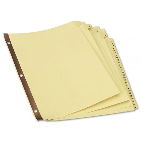 UNV20813 Universal Preprinted Plastic-Coated Tab Dividers, 31 Numbered Tabs, Letter, Buff, 31/Set