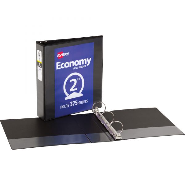AVE05730 Avery Economy 3-Ring View Binder, 2" Capacity, Round Ring, Black