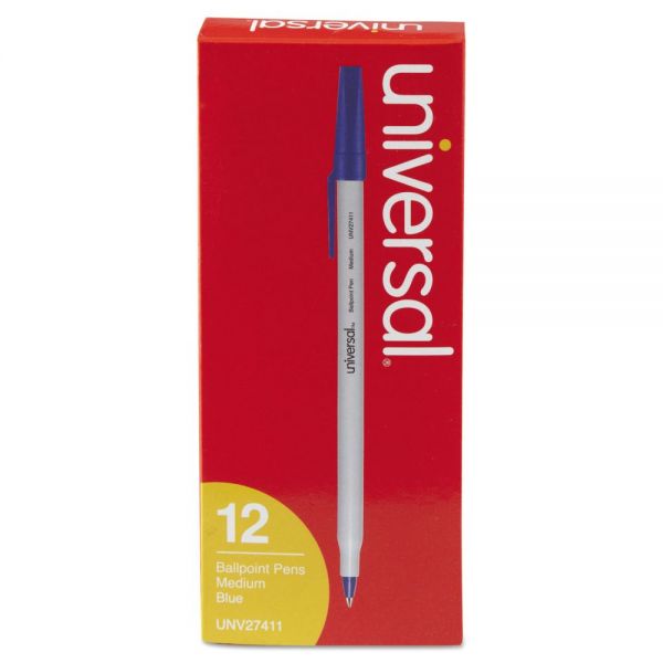 UNV27411 Economy Ballpoint Stick Oil-Based Pen, Blue Ink, Medium, Dozen