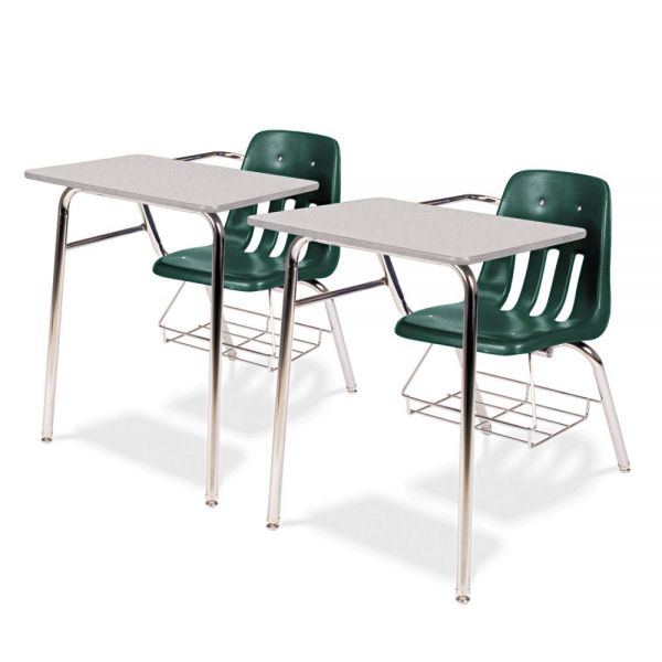 VIR9400BR75091 Virco 9400 Series Chair Desk, 21w x 33-1/2d x 30h, Gray Nebula/Forest Green, 2/Carton