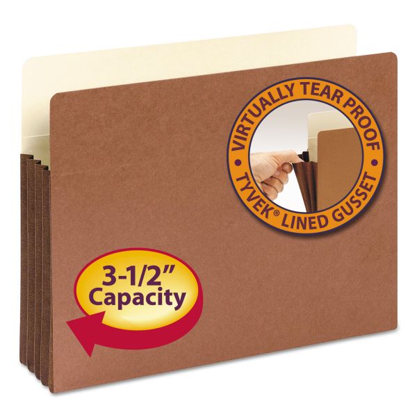 SMD73264 Smead 3 1/2" Exp File Pocket, Straight Tab, Letter, Manila/Redrope, 10/Bx