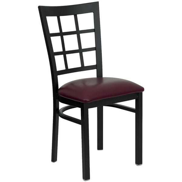 FHFXUDG6Q3BWINBURVGG Flash Furniture Window Back Metal Restaurant Chair