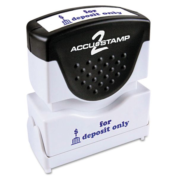 COS035601 ACCUSTAMP2 Pre-Inked Shutter Stamp, Blue, FOR DEPOSIT ONLY, 1 5/8 x 1/2