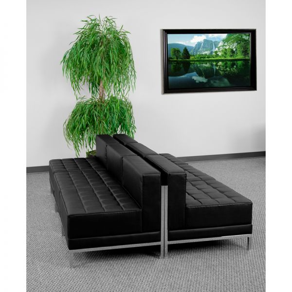 FHFZBIMAGMIDCH6GG Flash Furniture HERCULES Imagination Series Black Leather Lounge Set, 6 Pieces