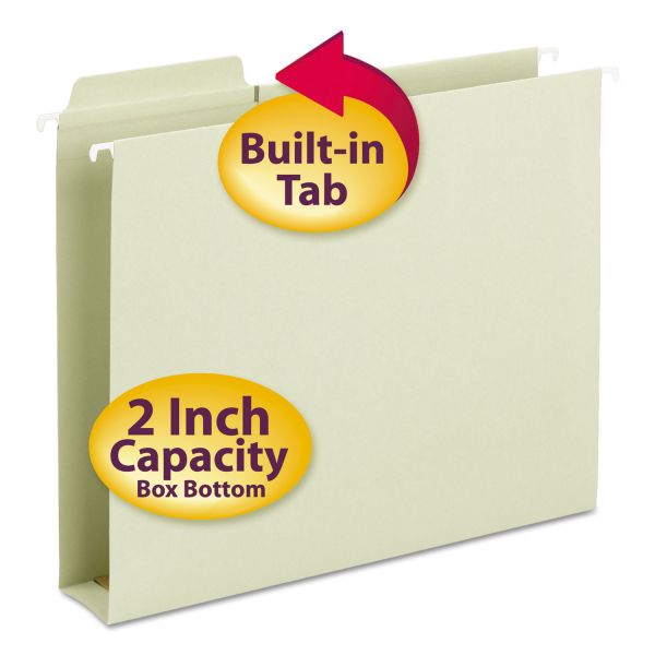 SMD64201 Smead Box Bottom Hanging Folders, Built-In Tabs, Letter, Moss Green