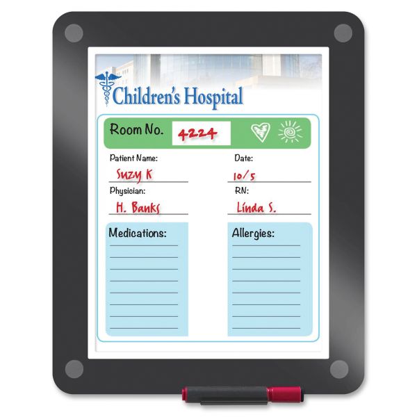 ICE31130 Iceberg Clarity Custom Print Glass Dry Erase Board, 13 1/2 x 11, Charcoal Frame