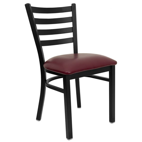 FHFXUDG694BLADBURVGG Flash Furniture Black Ladder Back Metal Restaurant Chair