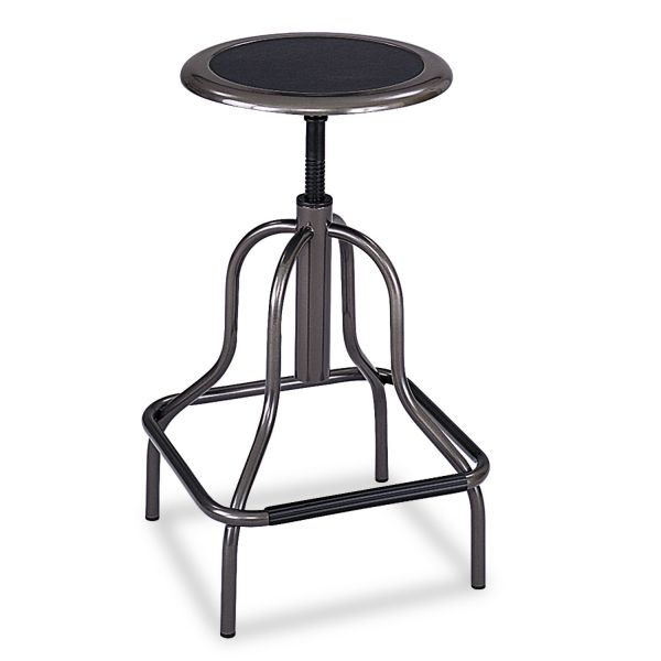 SAF6665 Safco Diesel Series Backless Industrial Stool, High Base, Pewter Leather Seat