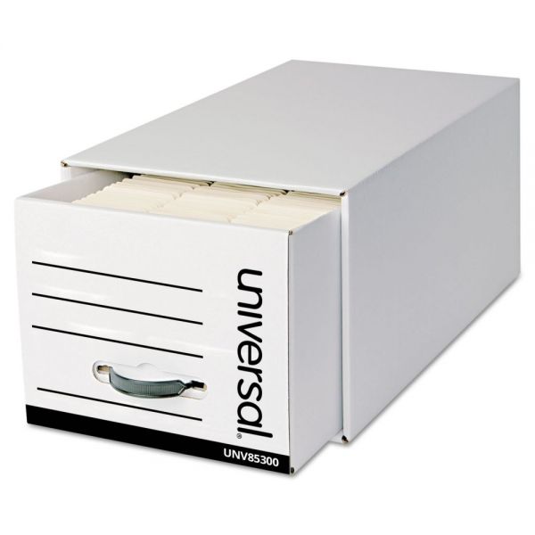 UNV85300 Universal Heavy-Duty Storage Box Drawer, Letter, 14 x 25 1/2 x 11 1/2, White, 6/Carton
