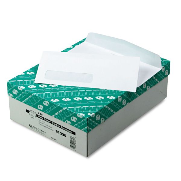 QUA21330 Quality Park Park Ridge Embossed Window Envelope, #10, 4 1/8 x 9 1/2, White, 500/Box