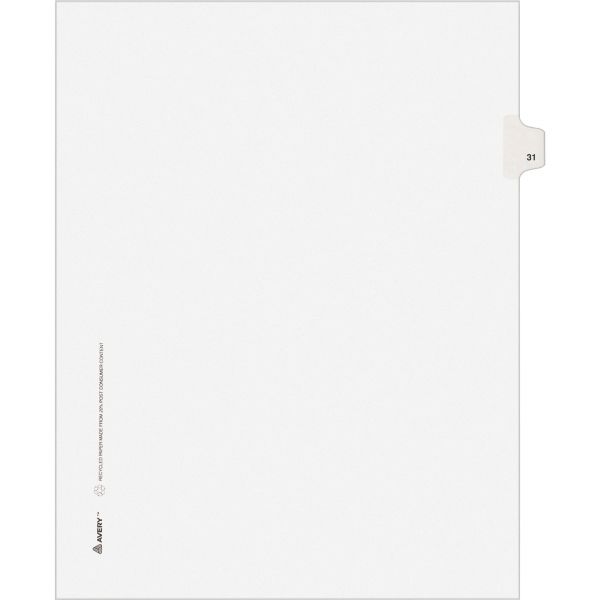 AVE82229 Avery Allstate-Style Legal Exhibit Side Tab Divider, Title: 31, Letter, White, 25/Pack